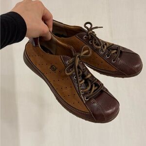 Born Leather Oxford Sneakers – Brown Two Tone Comfort Shoes – Women’s 7.5